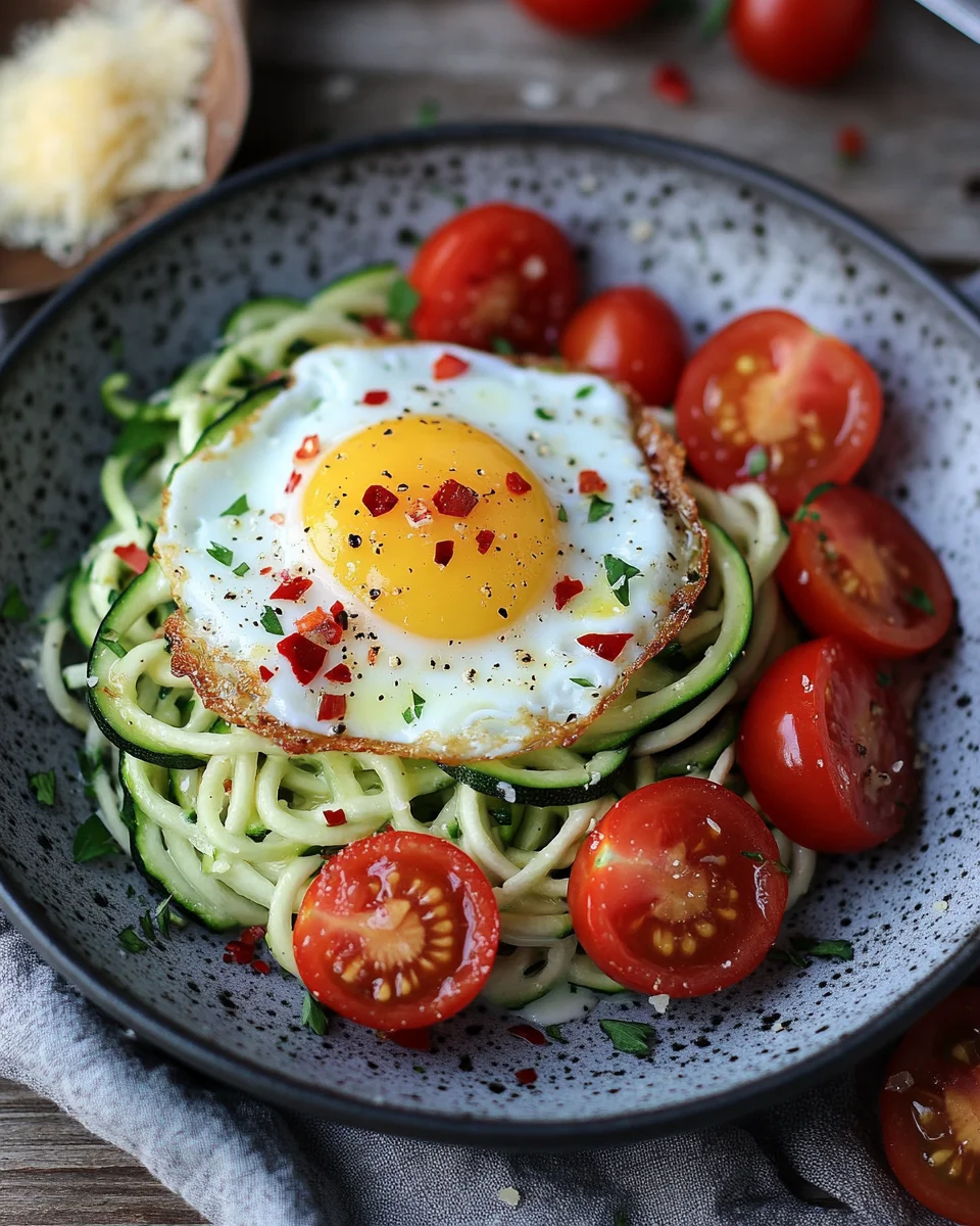 Low Carb Zucchini Nester mit Spiegelei