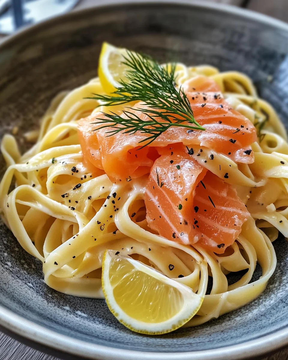 Pasta mit Lachs und Sahnesoße