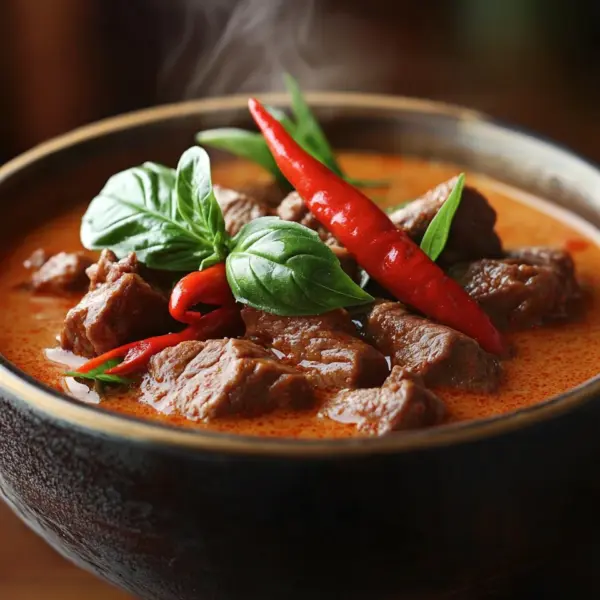 Thailändisches Rindfleisch mit roter Currysoße