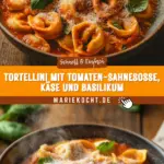 Tortellini mit Tomaten-Sahnesoße, Käse und Basilikum 19 Pinterest Hidden Image
